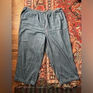 LL Bean Women's Sunwashed Pants, Denim Straight-Leg Crop